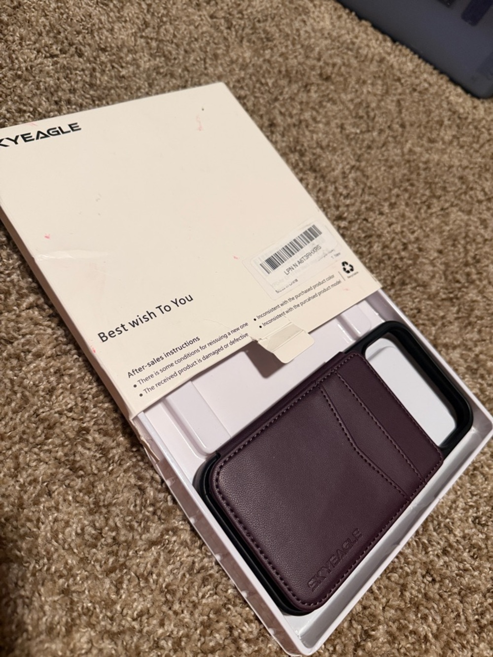 Skyeagle purple & black faux leather folio card case for iPhone 17 Pro Max NWOT